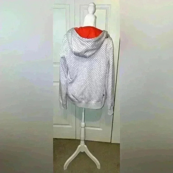 Volcolm Hooded Zip up Jacket Juniors Girls XS White with Orange Polka Dots - Picture 3 of 10
